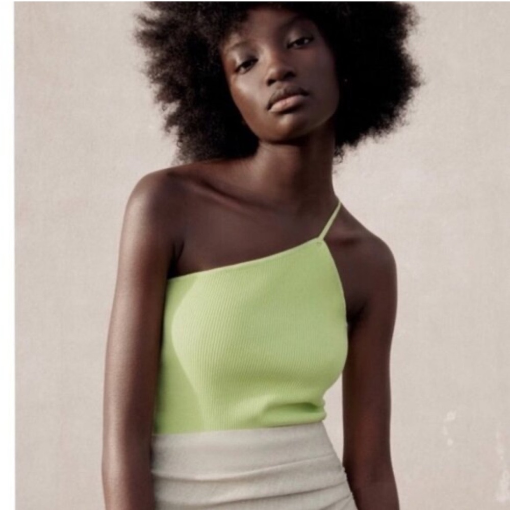 Zara Vibrant Green Asymmetrical Camisole Top. Size S . Style 3519/029/539